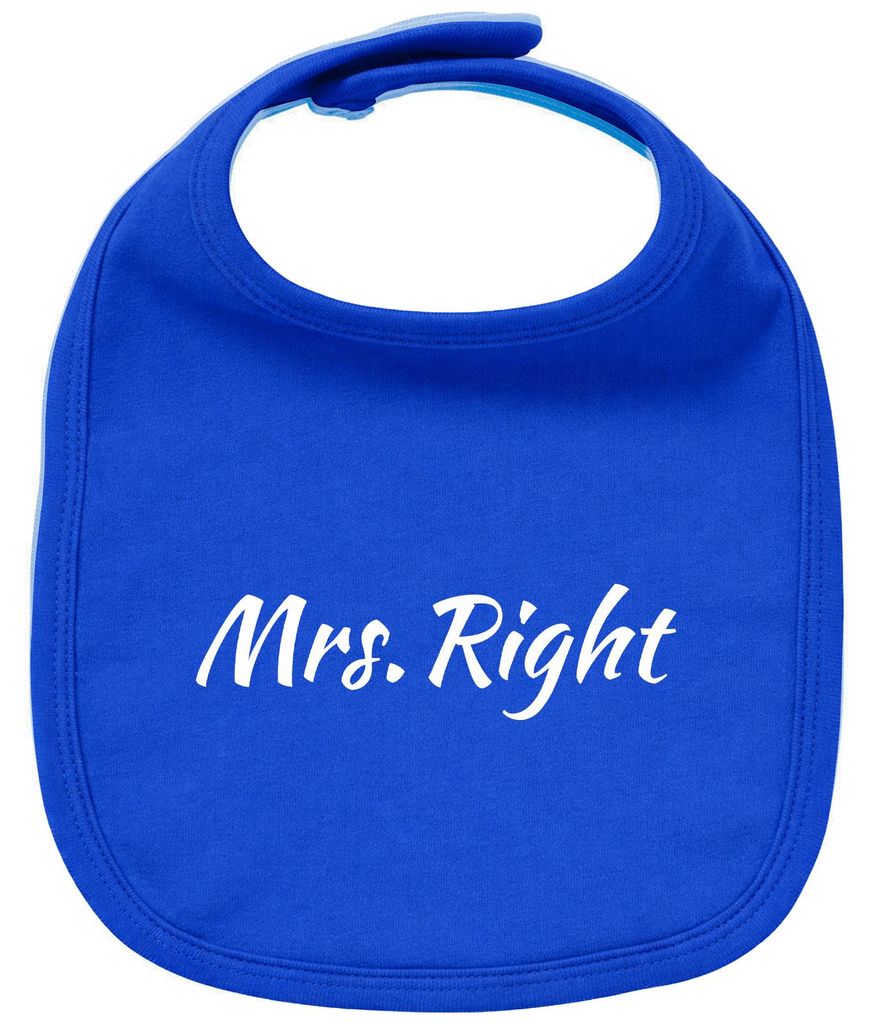 Huuraa Baby Lätzchen Mrs. Right Schriftzug Royal Blue Klettverschluss Baumwolle Latz Geschenkidee