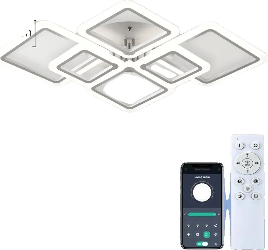 Plafoniera LED 6 Teste 72W Dimmerabile - Lampadario Smart Telecomandato
