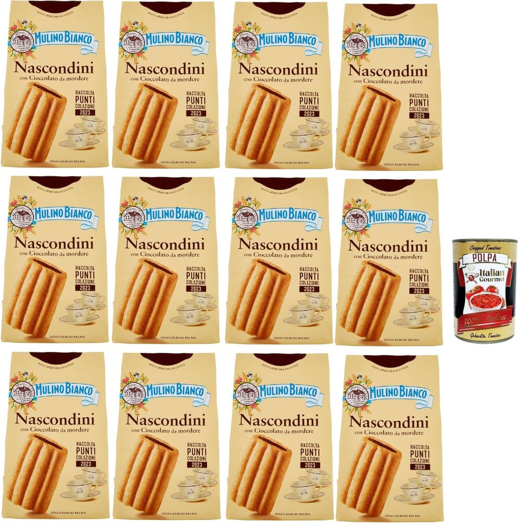 Mulino Bianco Biscotti Nascondini 12x 330g Italien kekse biscuits cookies kuchen, Frühstückskekse, Kekse mit Schokolade zum beißen + Italian Gou...