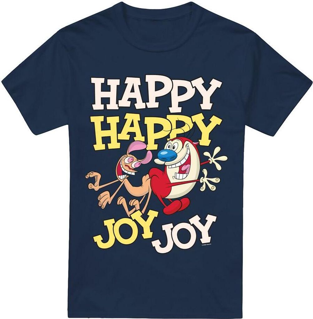 Ren & Stimpy - "Happy Happy Joy Joy" T-Shirt für Herren TV6537 (4XL) (Marineblau)