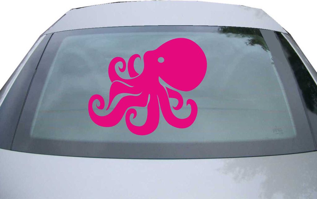 Indigos UG - Aufkleber Heckscheibe & Motorklappe DE6975 - pink - 600x490 mm - Oktopus Comic - Auto Scheiben Fenster Heckklappe Tuning Racing JDM - ...