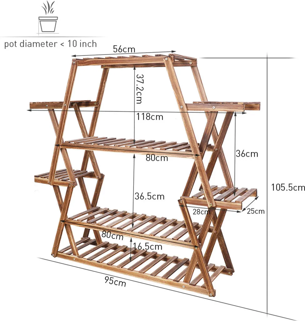 Escalier à fleurs 6 niveaux en bois traité 90cm support de plantes