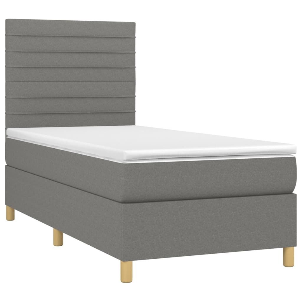 "WINTER SALE"Boxspringbett - Einzelbett/Jugendbett mit Lattenrost - mit Matratze Dunkelgrau 80x200cm Stoff - Klassische Betten NeuMöbel818305
