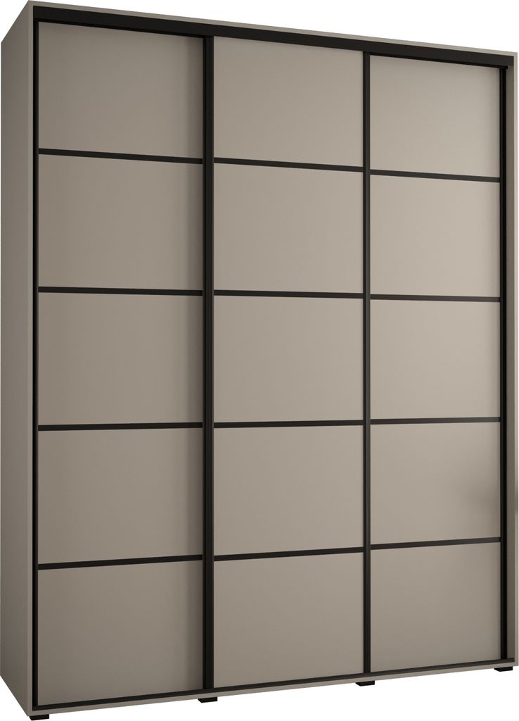 Kryspol Dakota 4 Schrank, drei Türen - 235,2x200x60cm - Kaschmir Schwarz