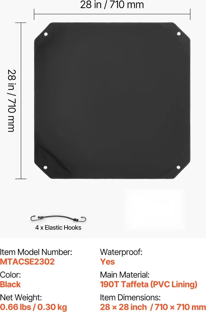 Couverture pour climatiseur extérieur noir 71x71 cm en polyester