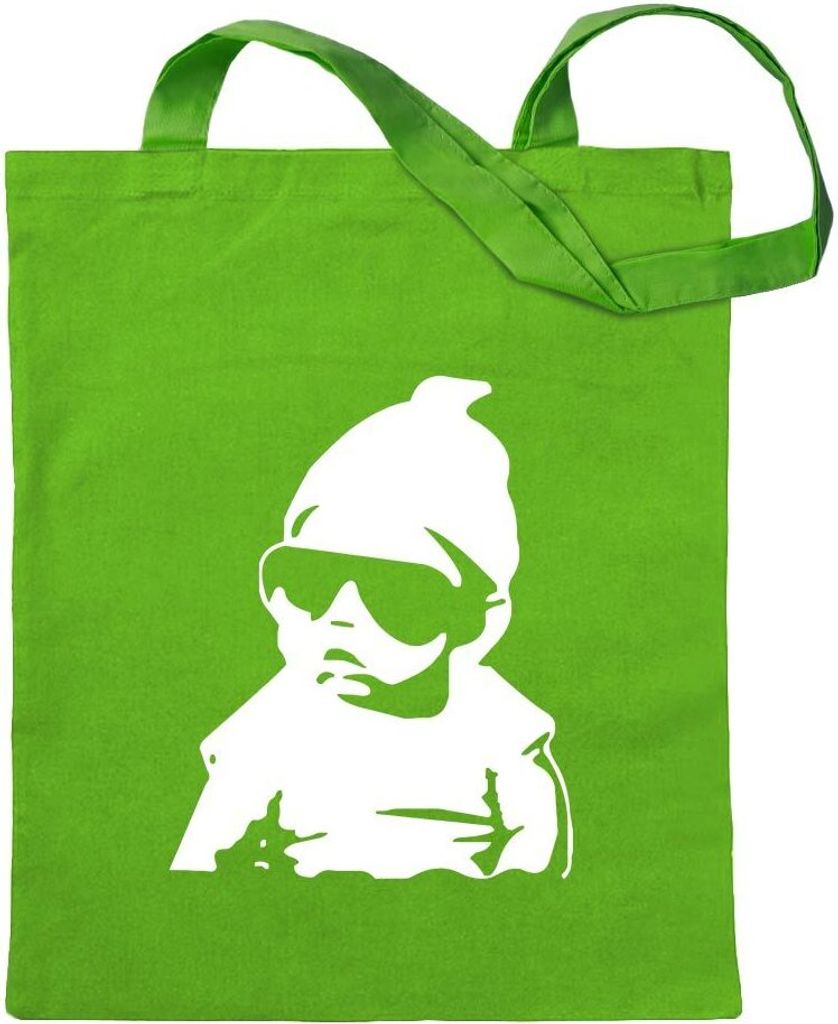 Kiwistar - Baumwolltasche - hellgrün - Baby an Bord Kleinkinder - Tragetasche Stoffbeutel Umhängetasche Langer Henkel