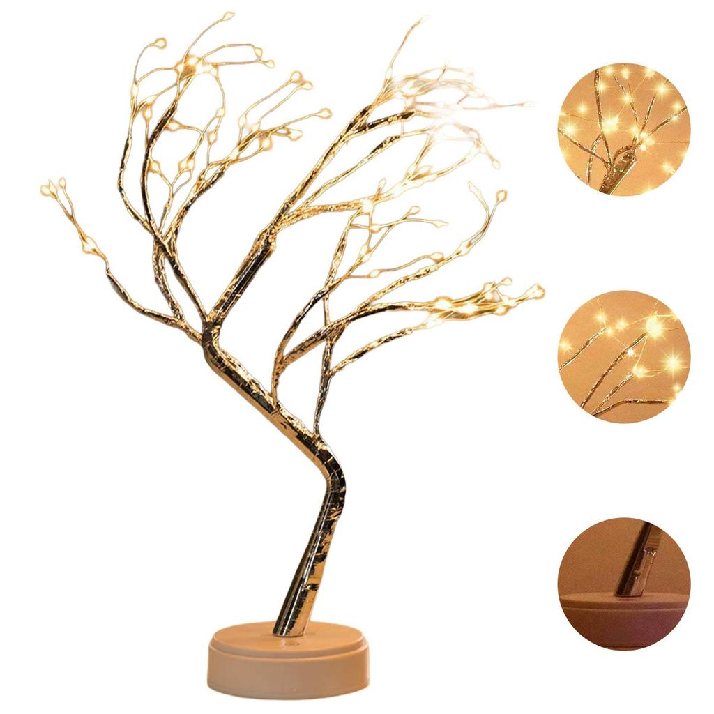 LED Bonsai Baumleuchte 50cm 108 LEDs warmweiß USB oder Batterie Kupferdraht DIY Zweige Tisch Deko Wohnzimmer Hochzeit