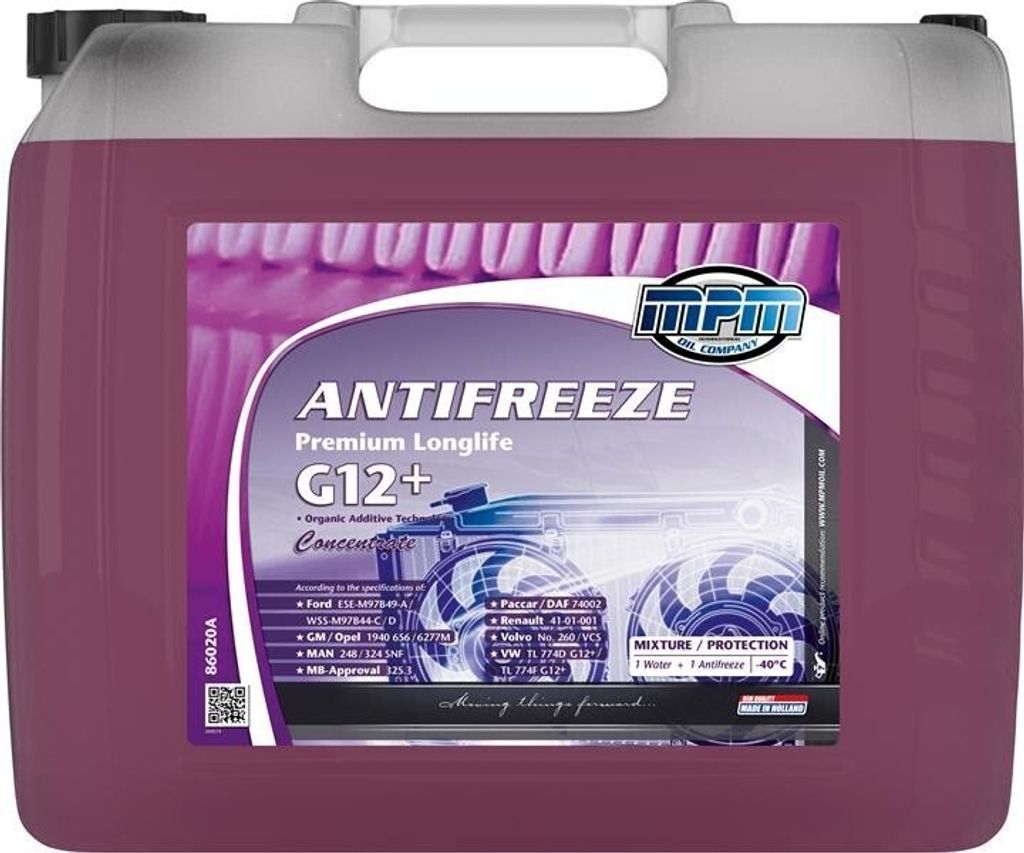 MPM Premium Longlife G12+ Kühlmittel Kühlerfrostschutz 20L Rot -40° (50%)°C Antifreeze Konzentrat G12+ type D