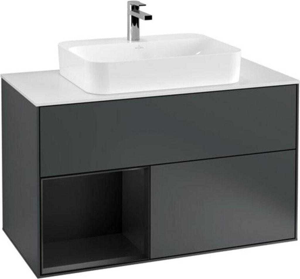 V&B Waschtischunterschrank Wandbeleuchtung Finion 100, Pl w m, Rg l b m Lac, md bl. m Lac