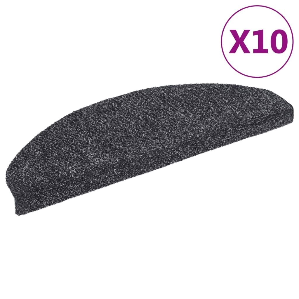 Selbstklebende Treppenmatten 10 Stk. Dunkelgrau 65x21x4 cm