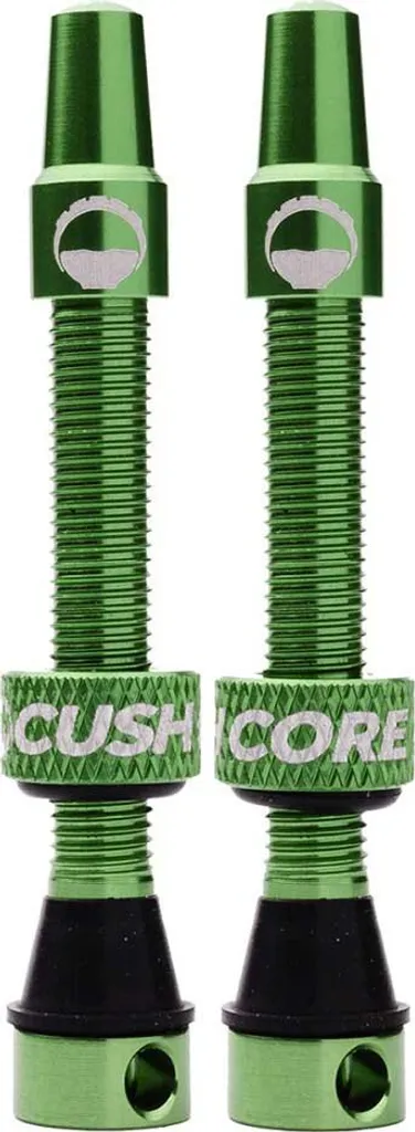 Valves Cushcore Tubeless Presta 55 mm Vertes en Aluminium Anodisé Design
