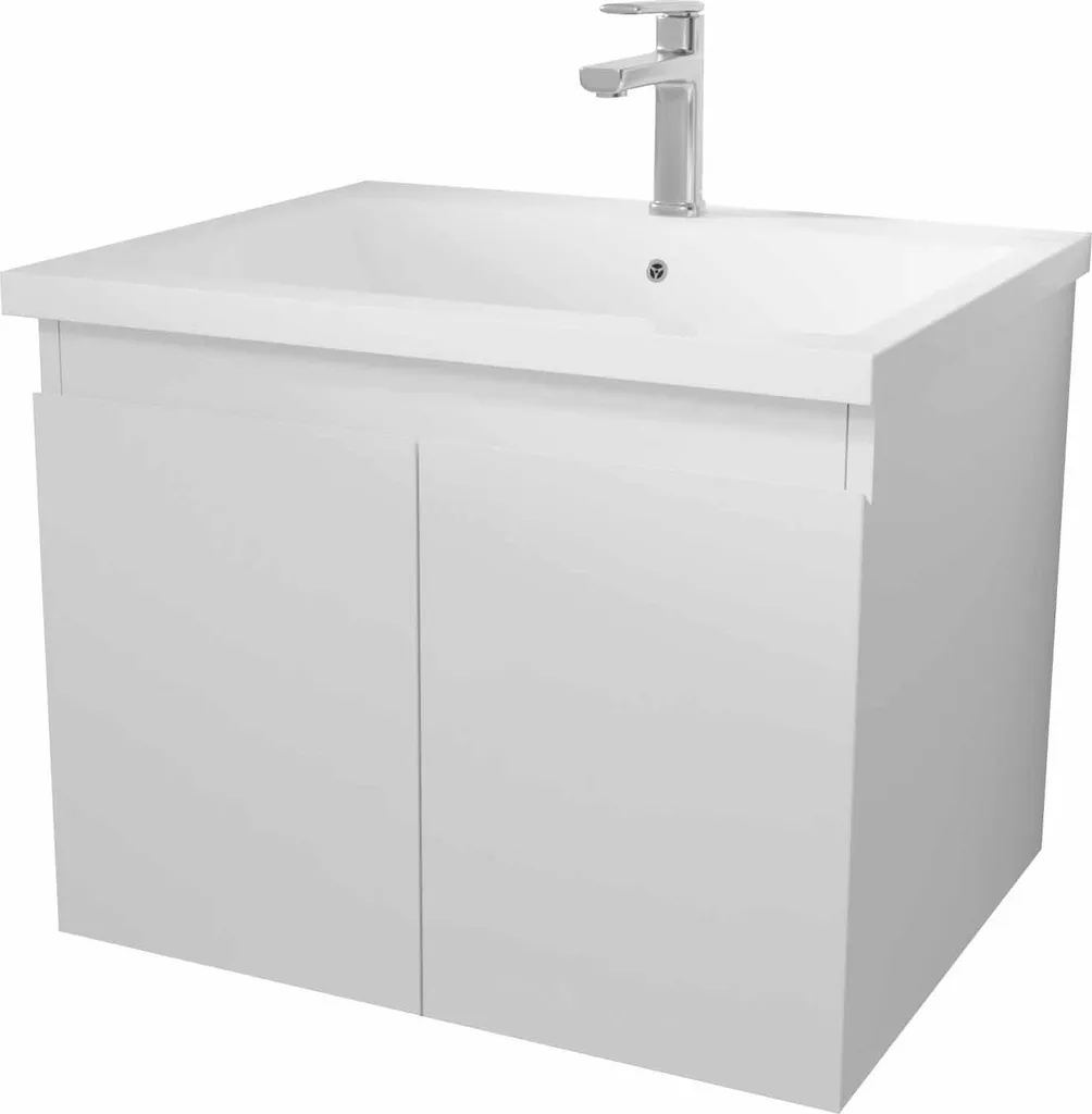 Ensemble Meuble de Salle de Bain Suspendu 60 cm Blanc avec une Vasque