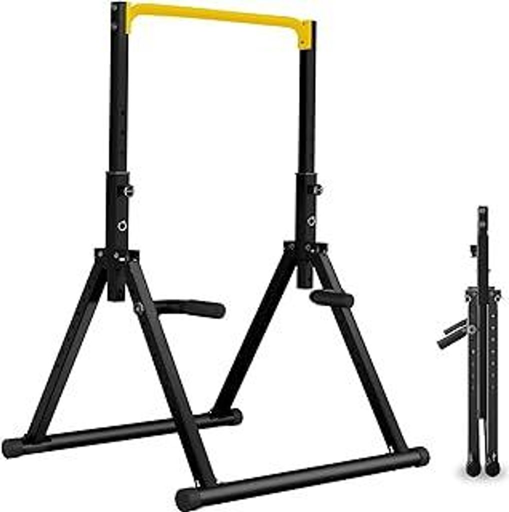 DOBESTS Faltbar Power Tower Dip Station Klimmzugstange Freistehend Höhenverstellbar Multifunktional Fitness Trainingsgerät für Klimmzugstange Li...