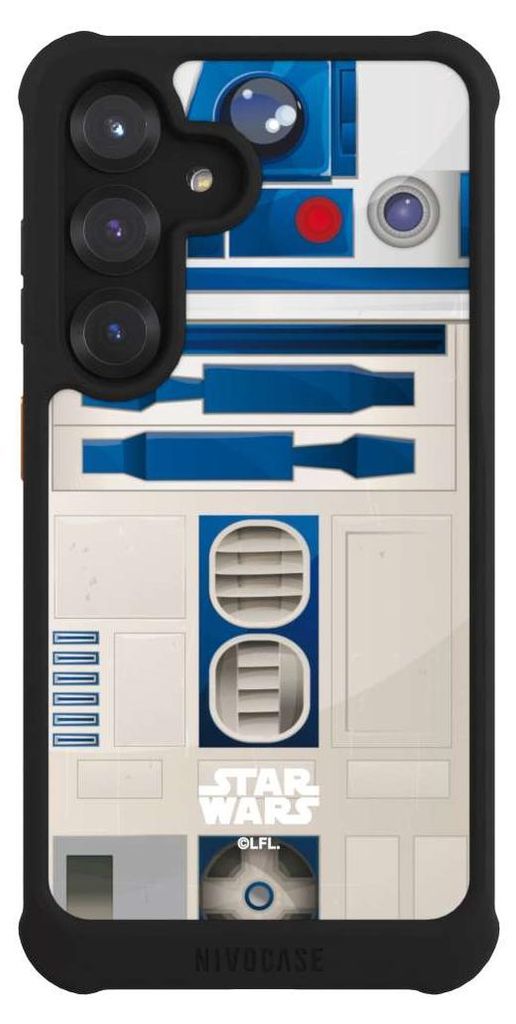 NIVOCASE Hülle für Samsung Galaxy S25 Stoßfeste Handyhülle NIVOmax Case Schwarz Fanartikel Star Wars R2D2