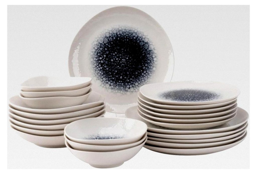 Tafelservice 24-teilig für 6 Personen – Porzellan Grau – Spülmaschinengeeignet – Modernes Design