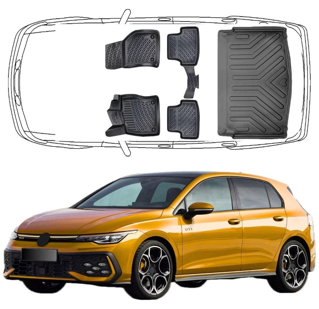 3D Auto Fußmatten & Untere Kofferraumwanne Set Kompatibel Produktbild 