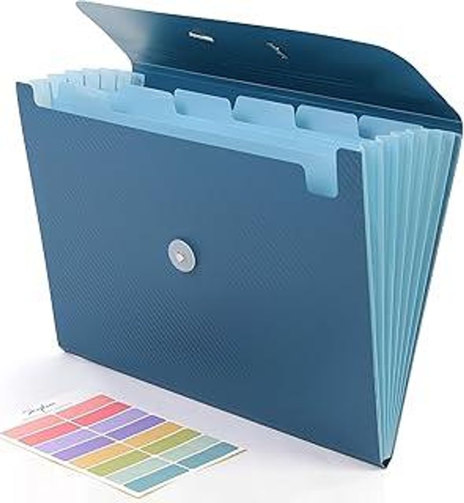 SKYDUE Dokumentenmappe A4, Fächermappe Mit 7 Fächern & Gummizug, Mappe/Ordner/Ordnungsmappe Für Für Büro, Schule & Zuhause(Blau)