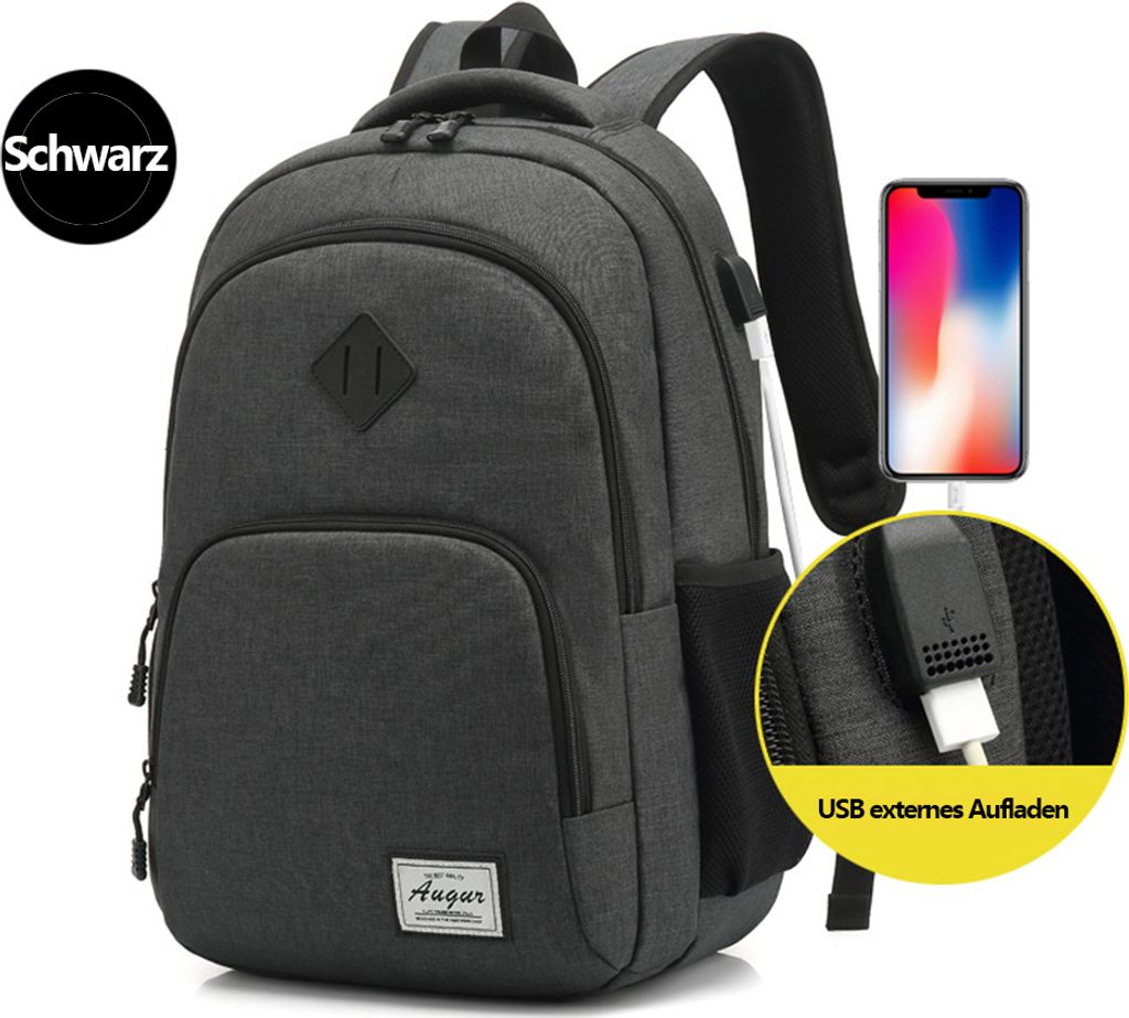 MODFU Groß Rucksack Herren, Laptop Rucksack Wasserdicht 17 Zoll Schulrucksack Laptoptasche mit USB Ladeanschluss Anti Diebstahl Business Arbeit Re...