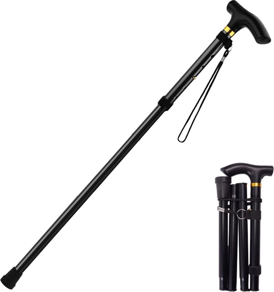 Klappbar,Faltbare Wanderst?cke Faltbar Gehstock Bergstock Spazierstock Unisex Faltbar Gehstock,Tragbarer Leichte und Einstellbare Spazierst?ck Wand...