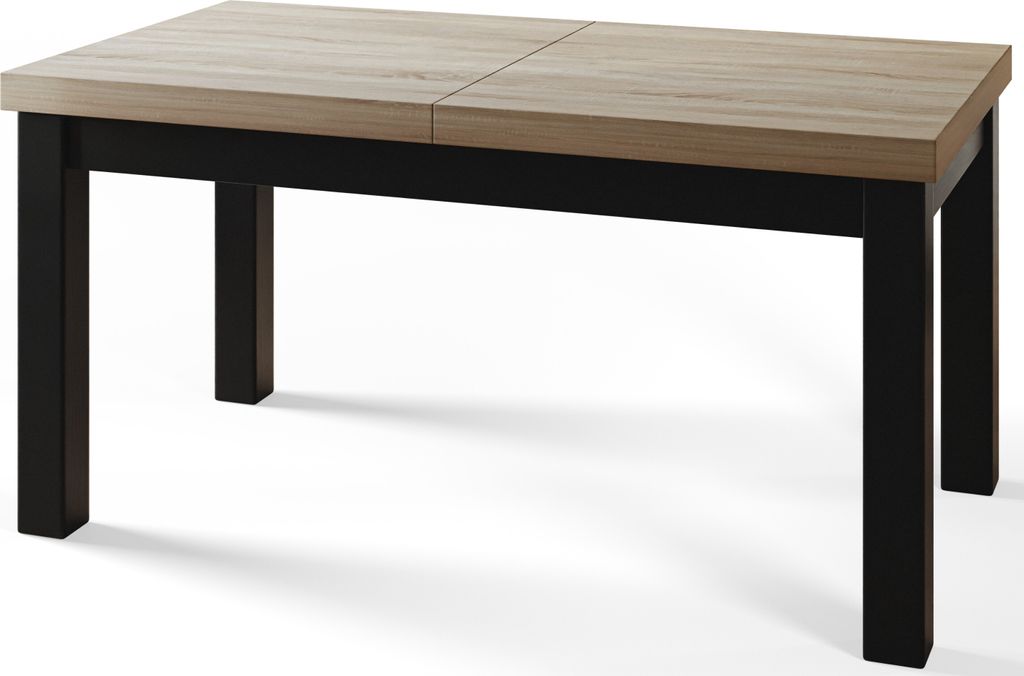 Esstisch 160 cm / 210 cm, Ausziehbarer Tisch, Küchentisch, Esszimmer Tisch, Wohnzimmertisch, Zimmertisch, Moderner Tisch, Loft Tisch, Schwarze Bei...