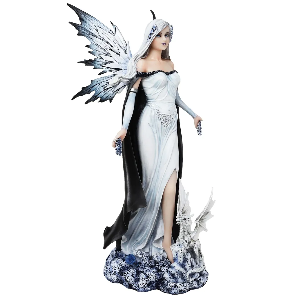 Statue Décorative Elfe et Dragon de Glace - Objet Fantastique de Luxe - 2