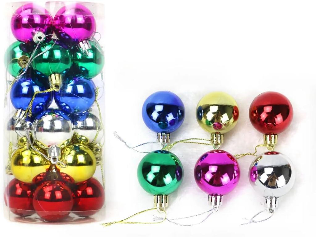 Pack 50 Weihnachtskugeln Lanyard, 2 cm Ornamente Weihnachtsbäume, gemischte Farbballurlaubsfeierndekoration