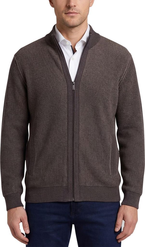 Bugatti Strickjacke braun Baumwolle gestrickt