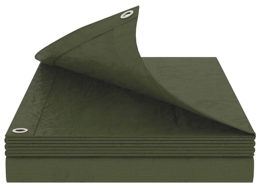 vidaXL Bâche plate avec œillets, verte, 6 x 10 m, 90 g/m², Image du produit 