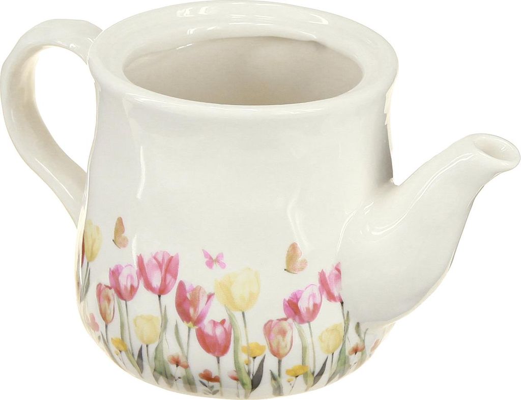 Keramik Deko Kanne mit Blumenmuster für vielseitige Wohnideen