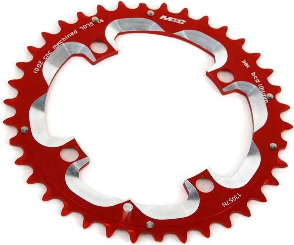 Plateau de Pédalier VTT 104 BCD 38 Dents en Aluminium CNC Rouge