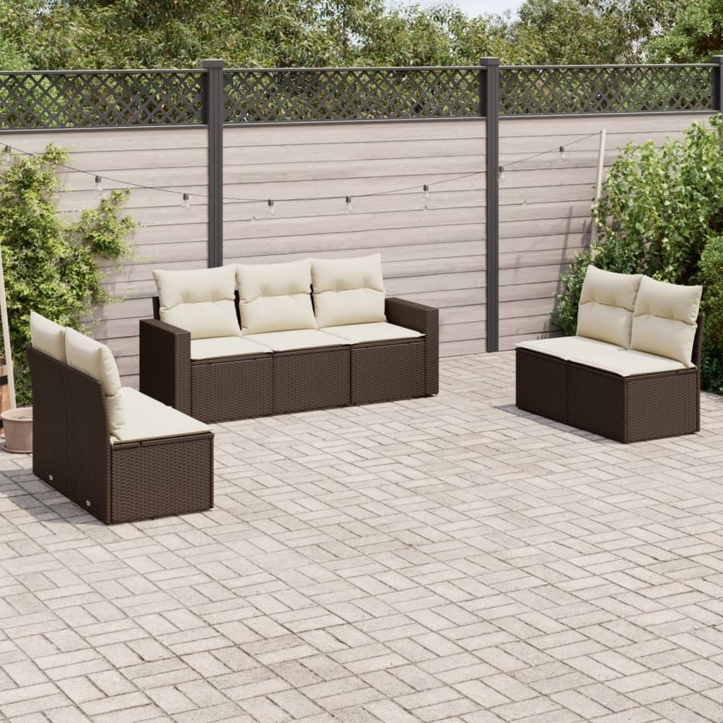Maison Exclusive - 7-tlg. Garten-Sofagarnitur mit Kissen Braun Poly Rattan