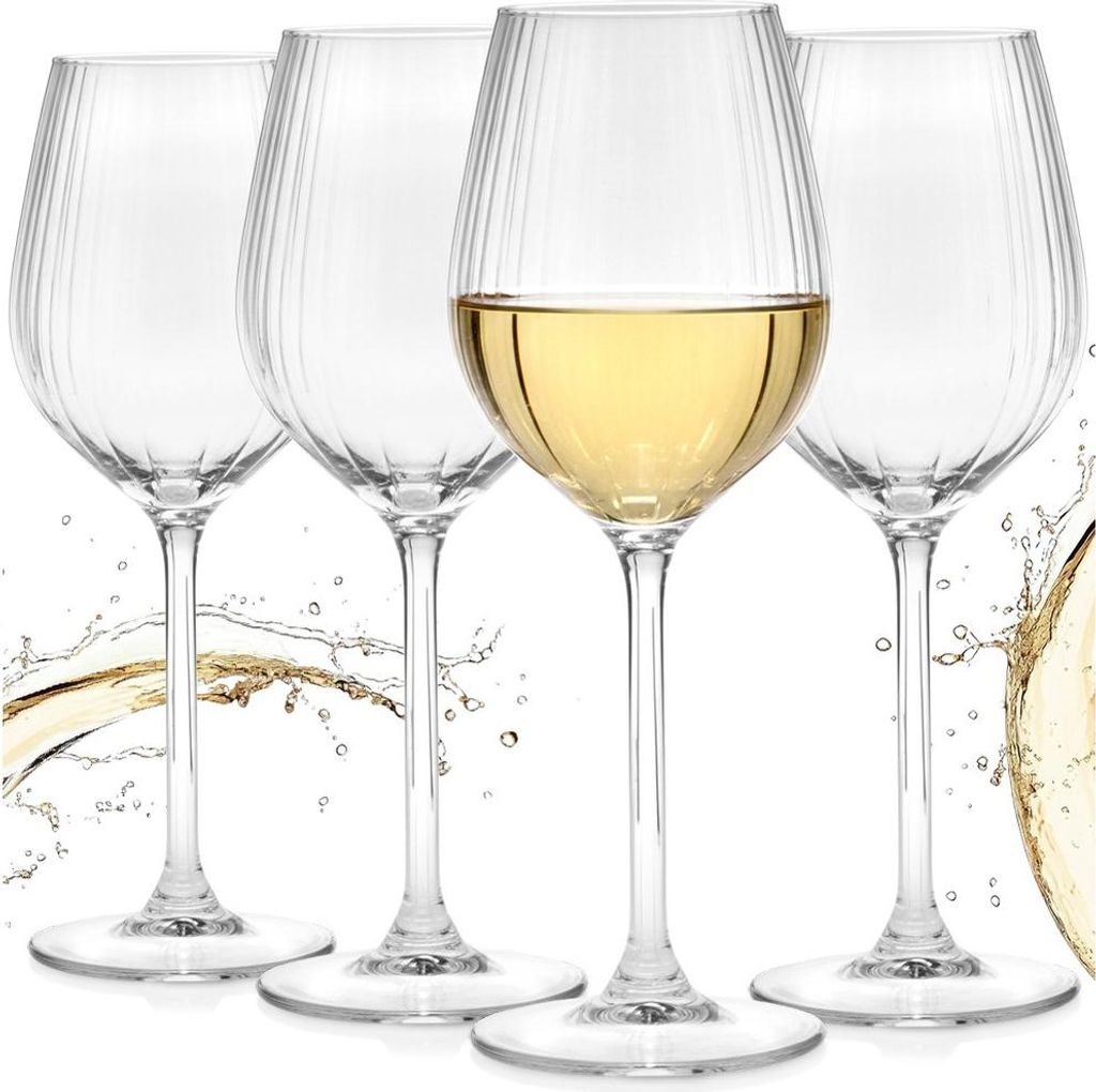 Calici da vino - 380 ml - Scanalati - Vetro - Calici da Immagine del prodotto 