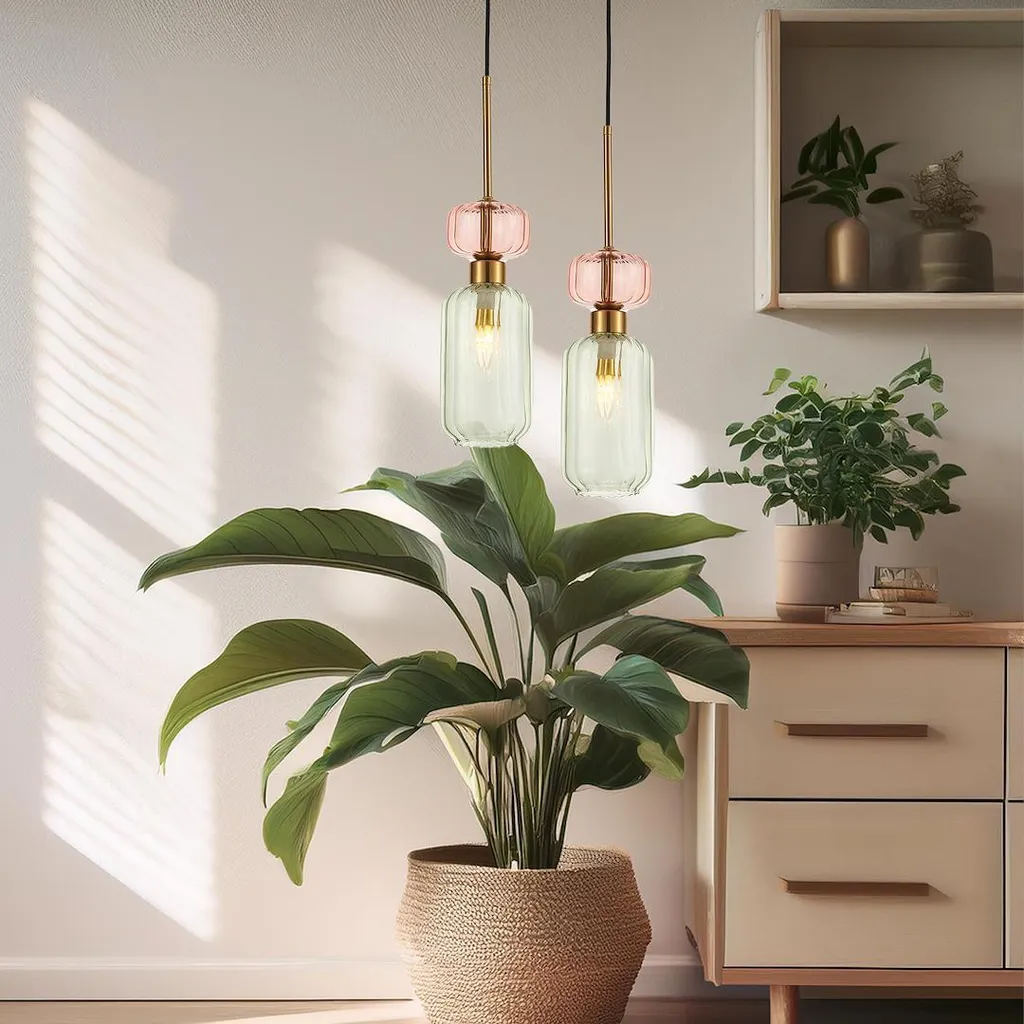 Luminaire Suspension MOLLY GREEN en Métal Vert - Lampe de Plafond 1xE14
