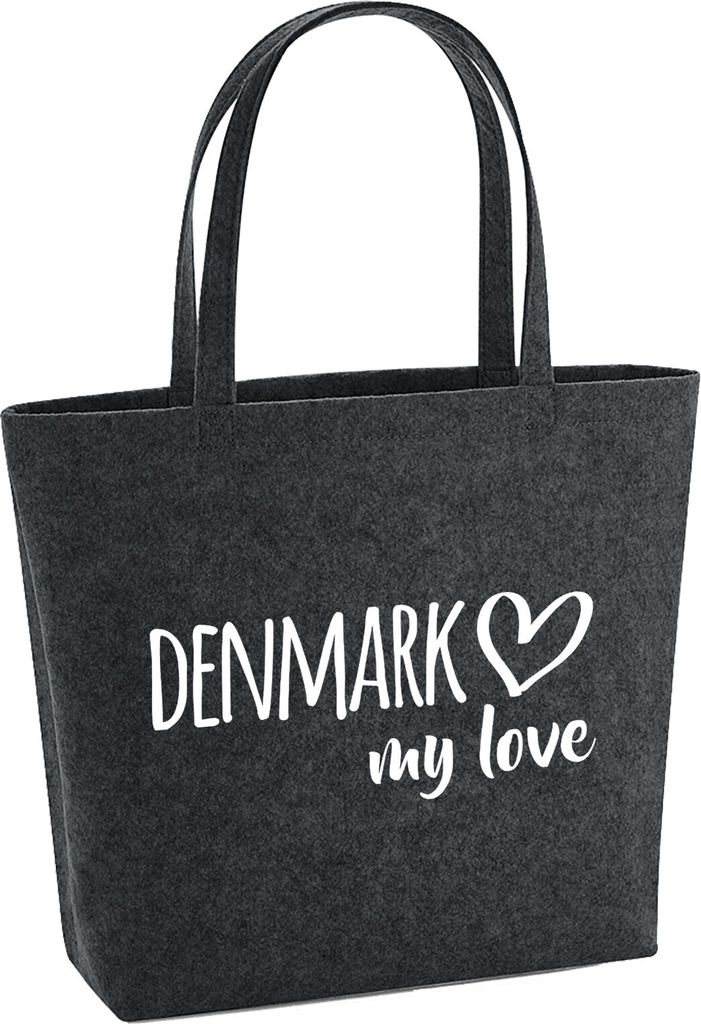 Huuraa Filzshopper Denmark my love 22 Liter Charcoal Melange Filztasche Geschenkidee