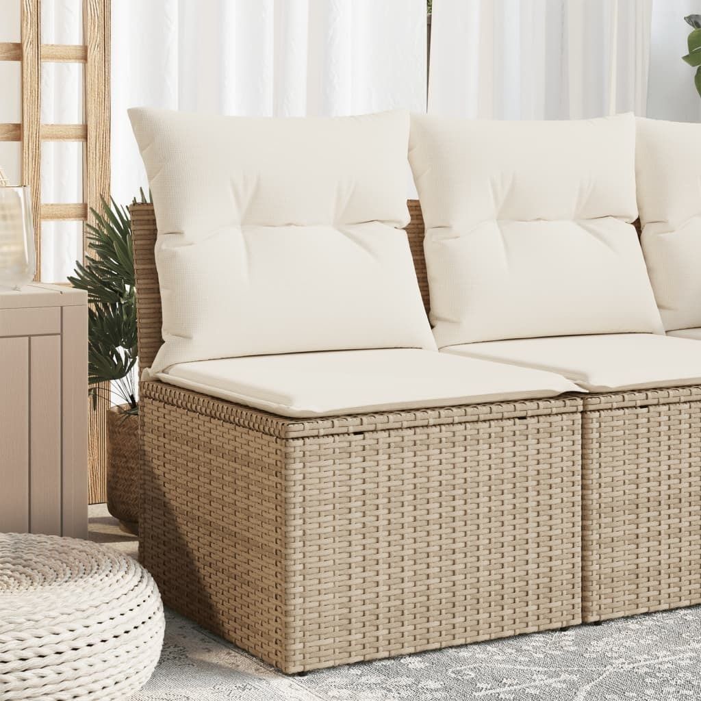 ZMH Gartensofa ohne Armlehnen mit Kissen Beige Poly Rattan