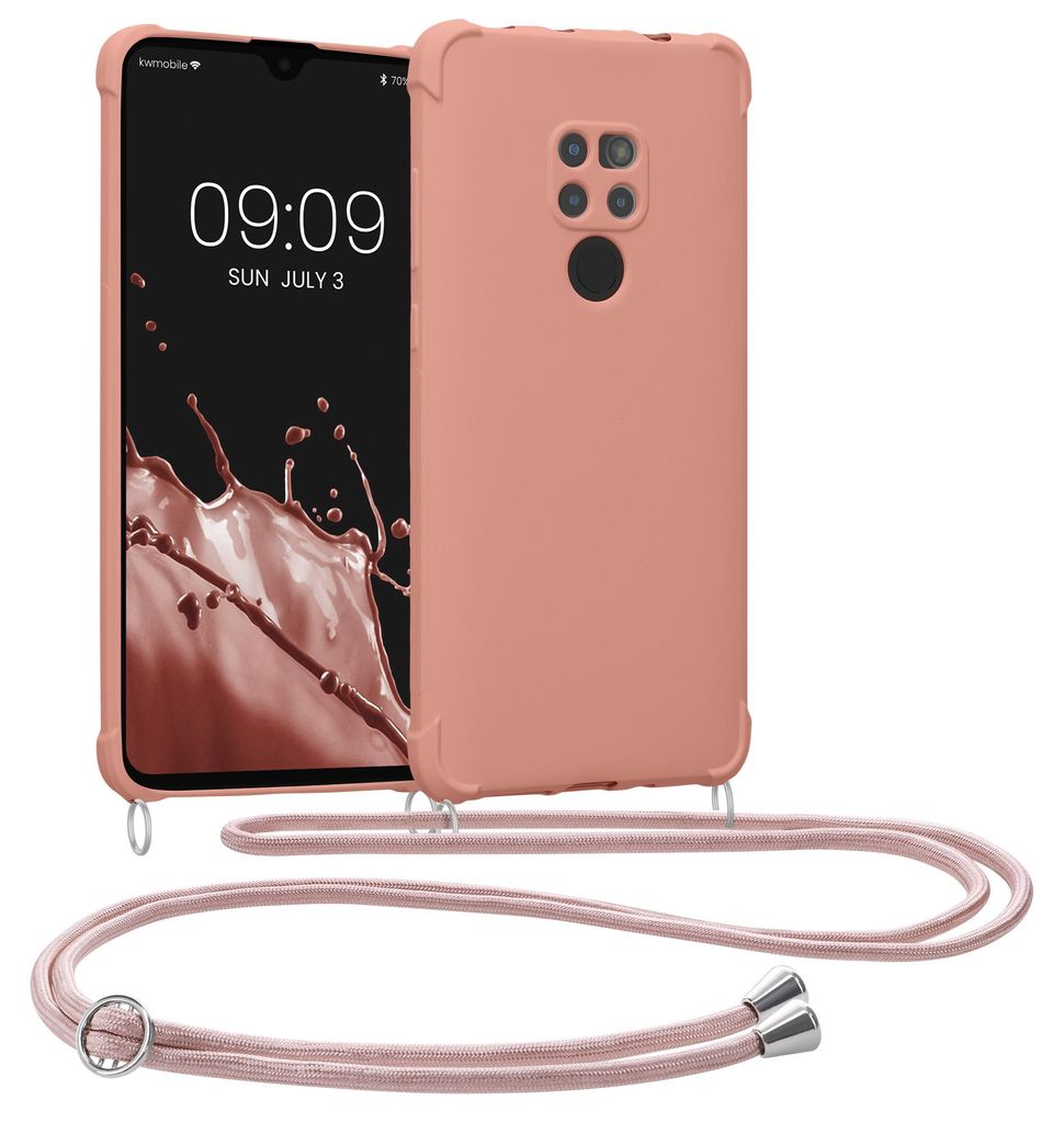 kwmobile Necklace Case kompatibel mit Huawei Mate 20 Hülle - Cover mit Kordel zum Umhängen - Silikon Schutzhülle Perlmutt