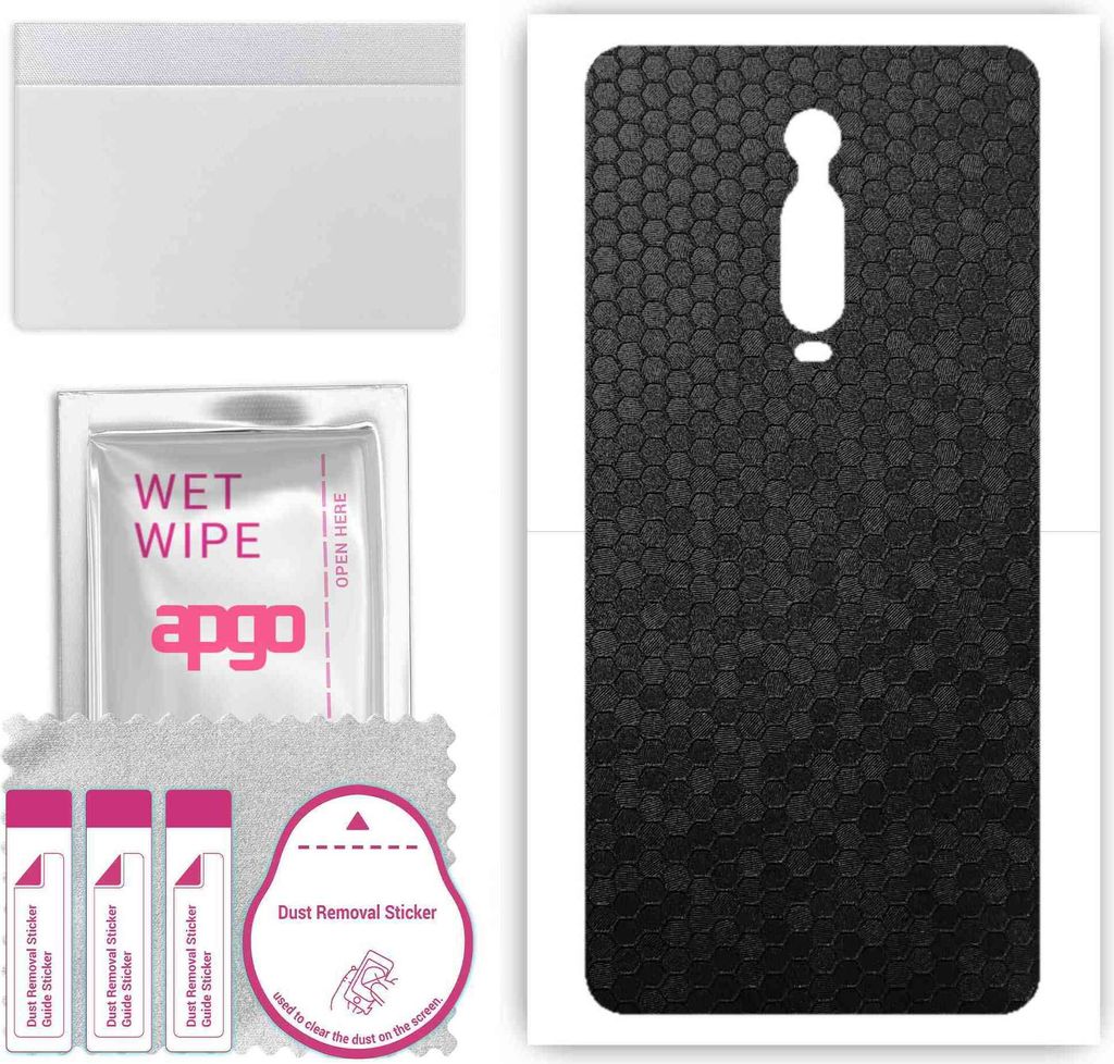 apgo Rückseite Schutzfolie, Skin, kompatibel mit Xiaomi Mi 9T Pro, Hinten Displayschutzfolie aus Vinylfolie, kratzfest, einfache Montage - Schwarz...