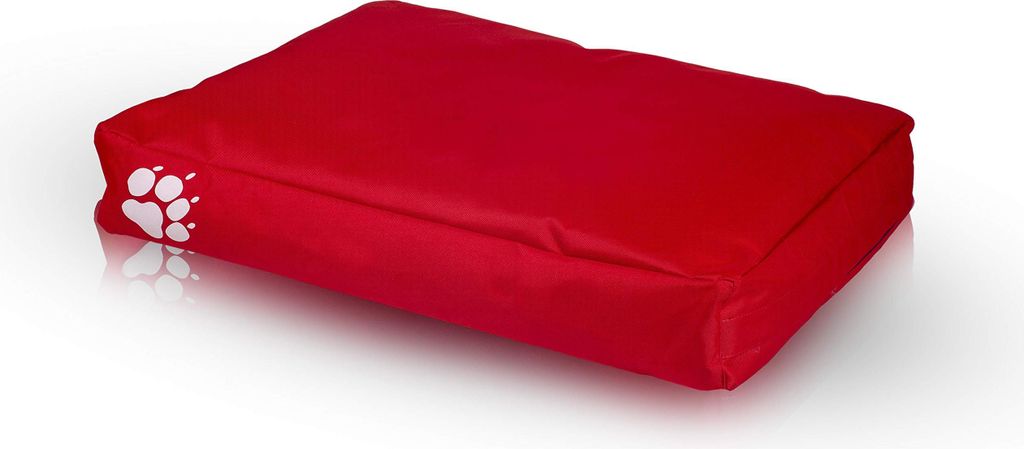 Ecopuf, Pouf Hund Katze Bett, Kissen, Rechteckig, gepolsterte Matratze, Rot Nc12, 120x80cm