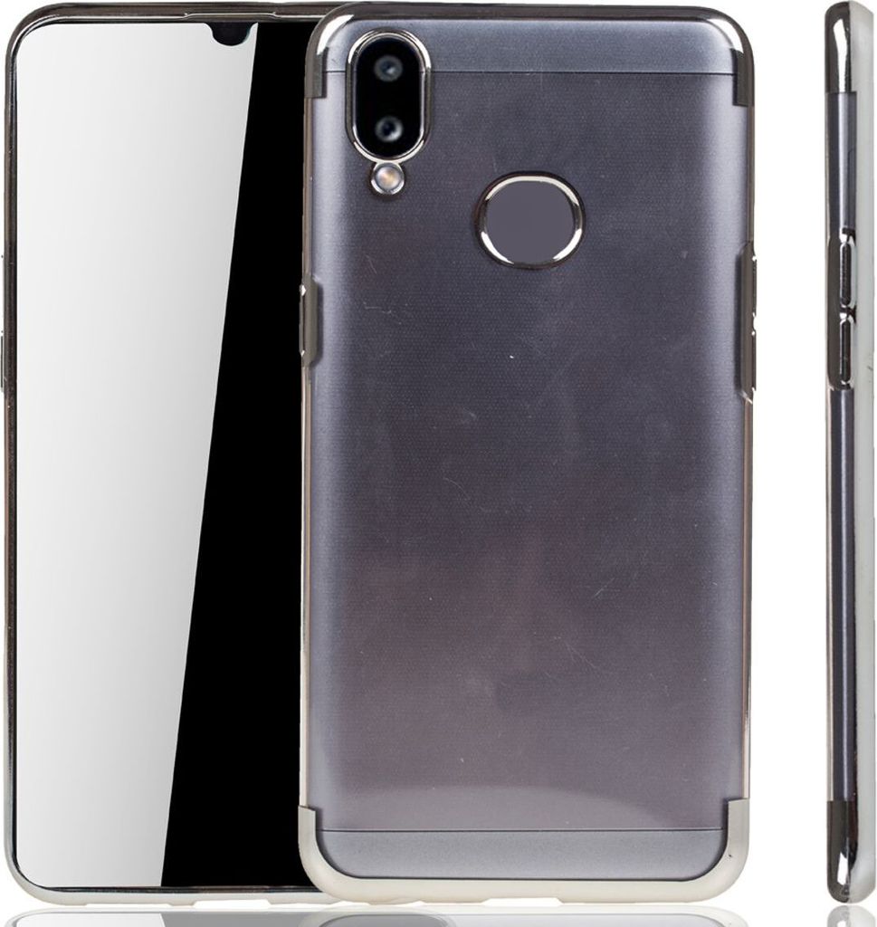 Handyhülle für Samsung Galaxy A10s Silber - Clear - TPU Silikon Case Backcover Schutzhülle in Transparent Silber