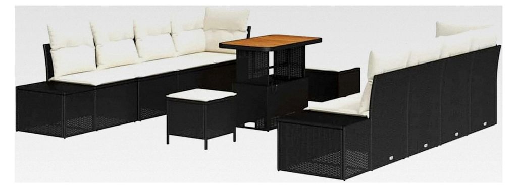 Garten-Sofa-Set mit Kissen | Poly-Rattan | Eleganz für Sommerpartys und Terrassen