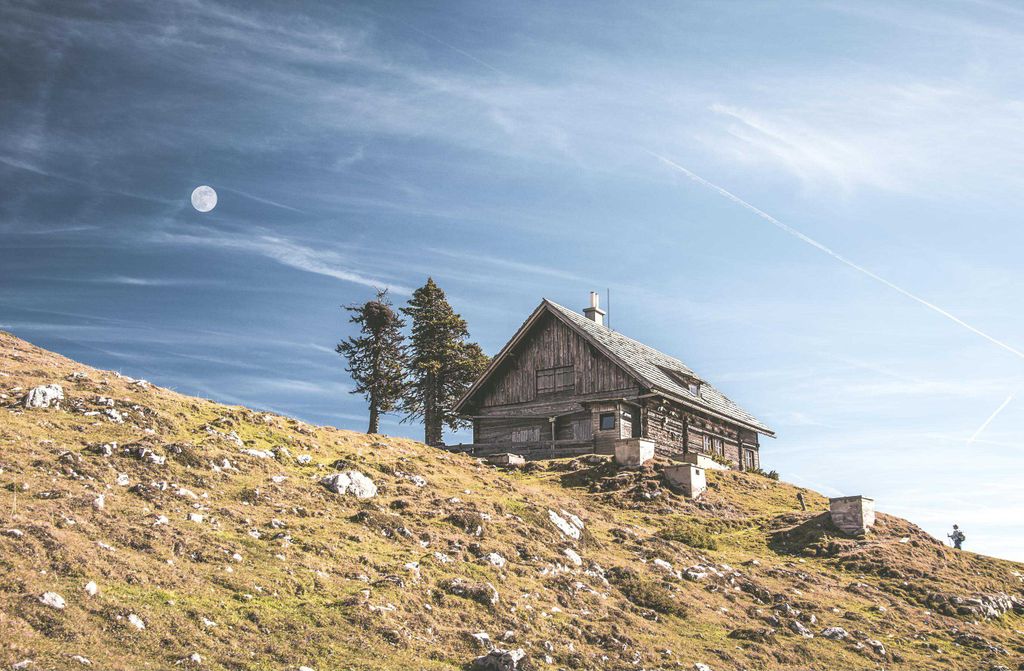 hansepuzzle 20149 - Berg-Chalet Puzzle, 500 Teile, Natur, 46,0 x 30,0cm mit hochwertiger Aufbewahrung, Kartonbox und wiederverschließbarem Beutel