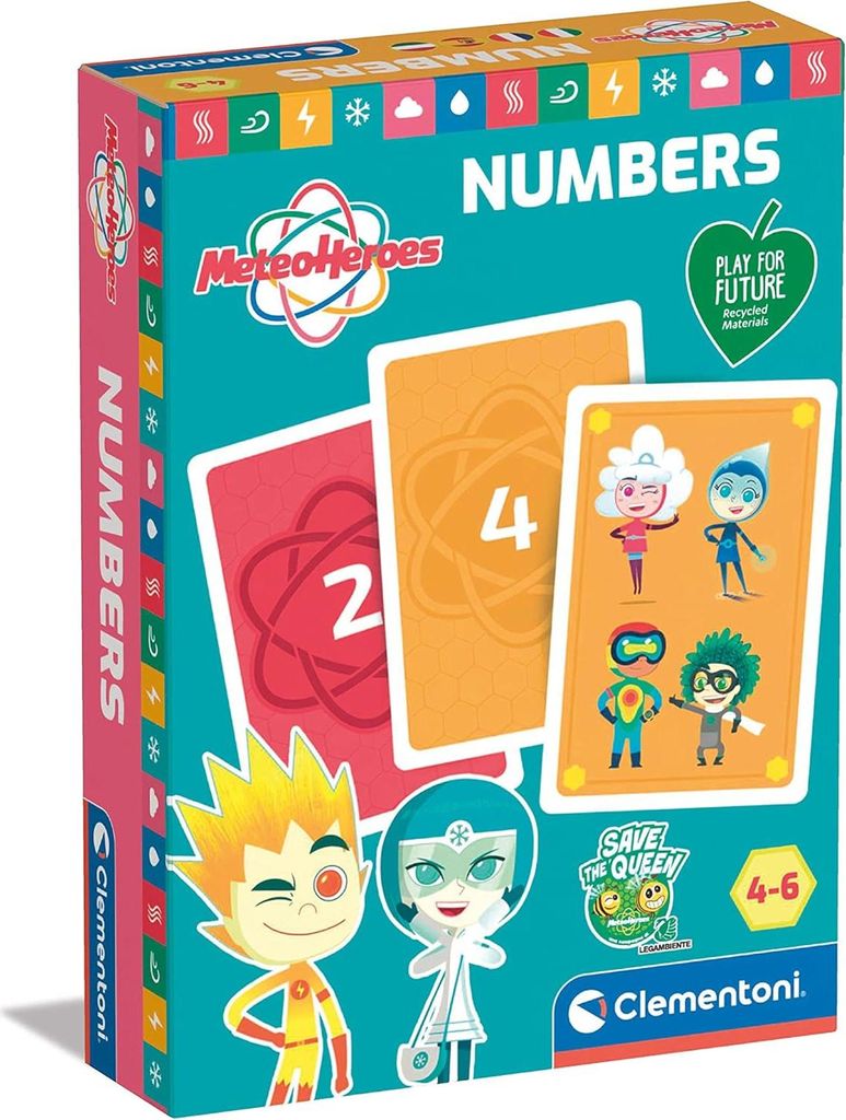 Clementoni Numbers Kartenspiel – Spielend lernen mit den Wetter Heroes