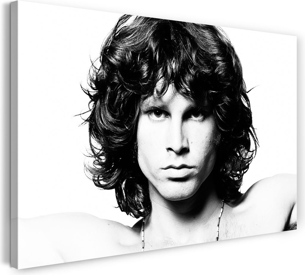Leinwandbild (80x60cm): Jim Morrison Oberkörper frei Indianer-Halskette The Doors, echter Holz-Keilrahmen inkl. Aufhänger, handgefertigt in Deuts...