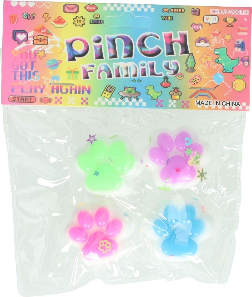 Jono Toys Pinch Family - Tierpfoten-Squishy - 4-tlg.