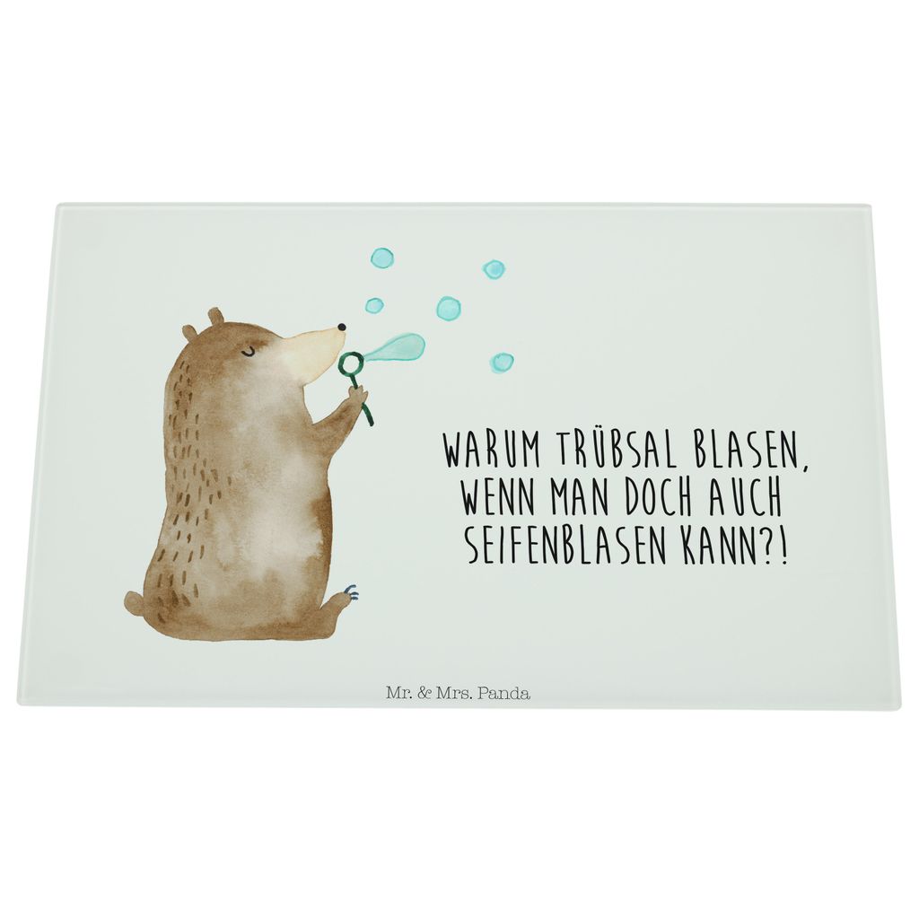Mr. & Mrs. Panda schneidunterlage Bär Seifenblasen - Weiß - Geschenk, Glas Schneidbrett, Teddy, Schneidebrett, Lustig Sein Glücklich Traurig Hap...