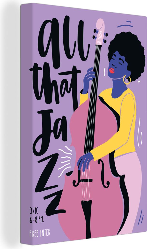 OneMillionCanvasses - Leinwandbilder - 90x140 cm, All that jazz - Zitate - Musik - Jazz - Kontrabass, Wandbilder Kunstdruck Wanddekoration - Wand...