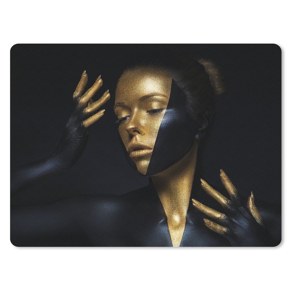 MuchoWow Mauspad Mousepad Make-up - Kunst - Frau - Luxus - Gold 40x30 cm - Mousepads - Maus Mat - Pad - Mausunterlage - Anti Rutsch