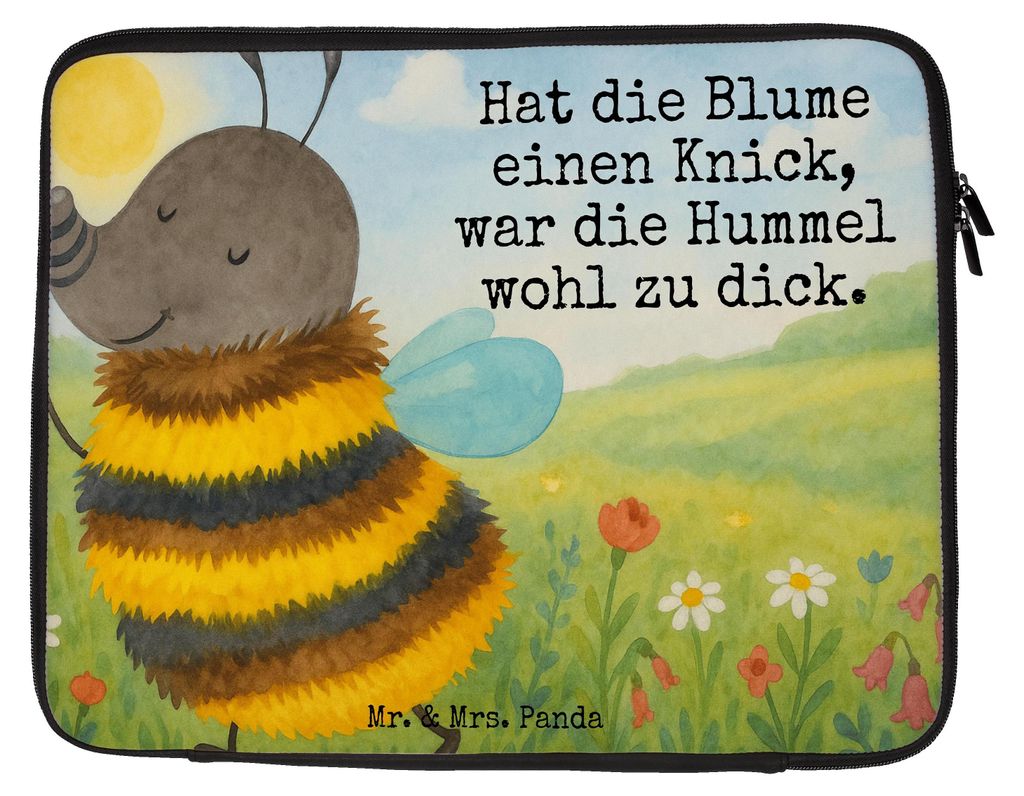 Mr. & Mrs. Panda Laptop Case Hummel flauschig Design 20 x 28 cm - Weiß - Geschenk, Biene, Hülle, Lustige Sprüche, Sleeve, Tasche, Schutzhülle, ...