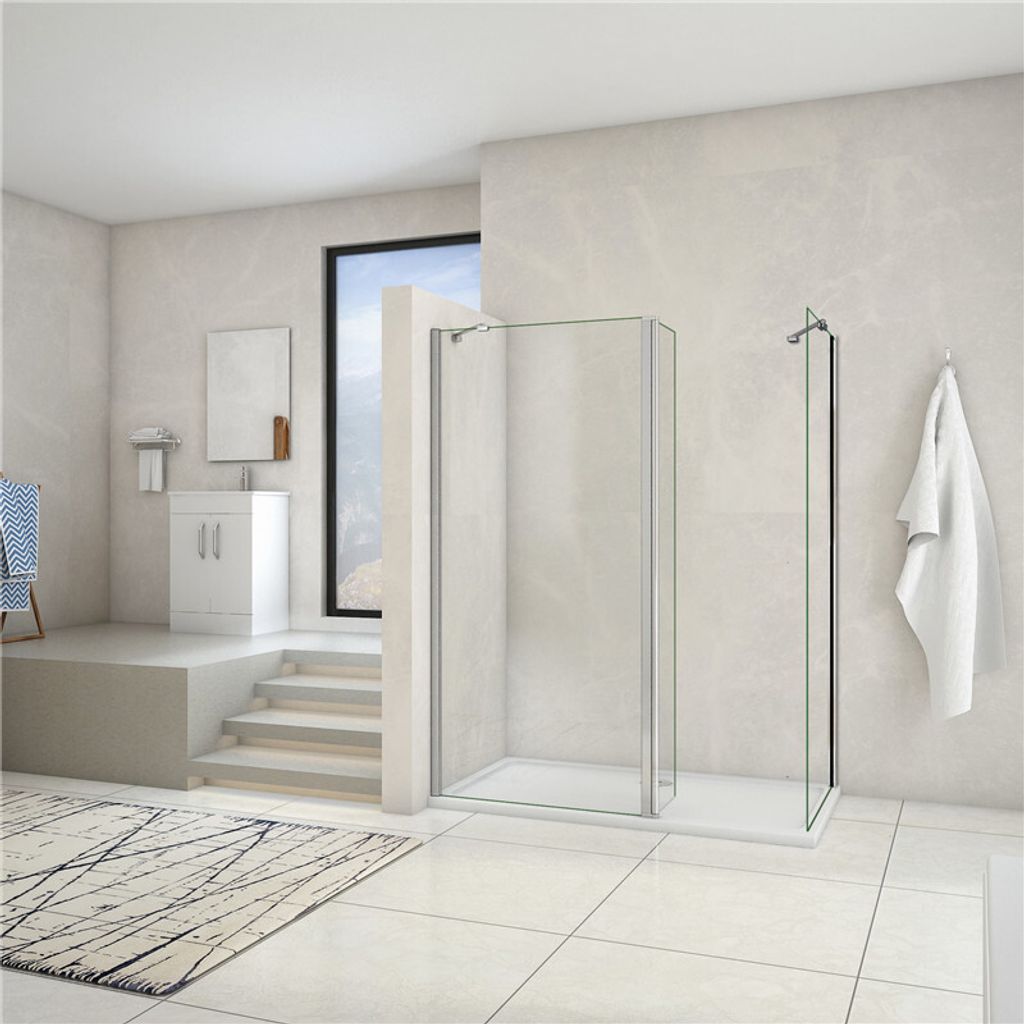 B.160x60cm H.200cm Duschabtrennung Walk in 8mm Nano Glas Badezimmer Duschwand mit Flipper Panel 30x200cm 130070