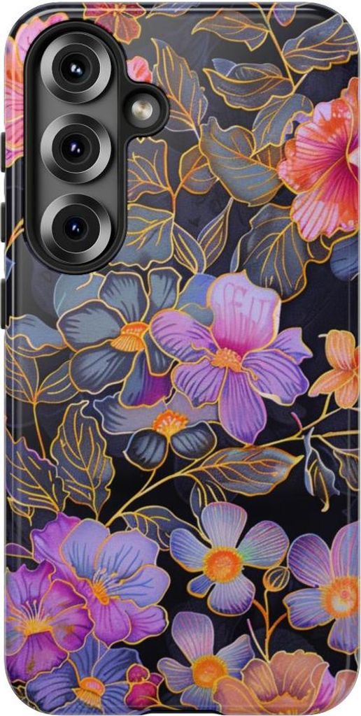 Glänzende Hülle mit farbenprächtigem Blumenmuster – Hülle Kompatibel mit Samsung Galaxy S25